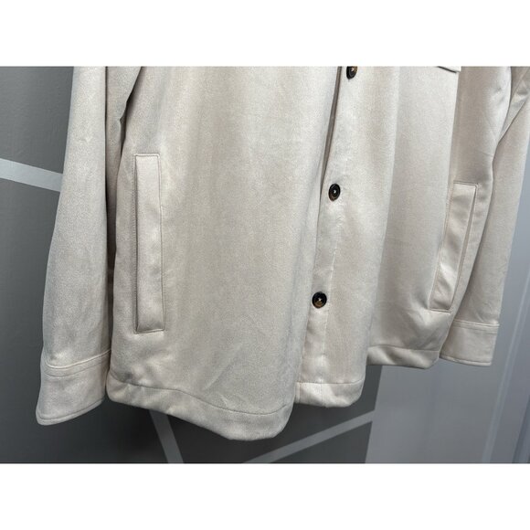 Ike Behar Faux Suede Water Repellent Cream Shirt Jacket Men’s Size XL Shacket - Picture 4 of 14